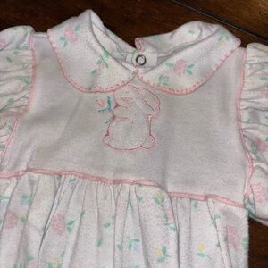 Vintage Adorable Baby Dress with Bunny Embroidery Hush a Bye